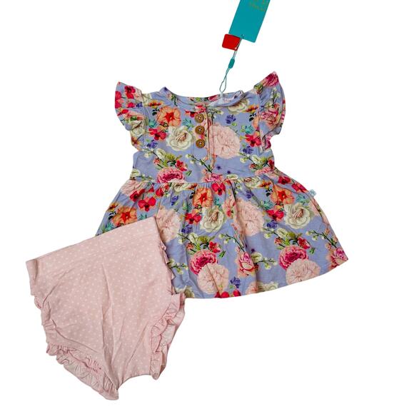 NWT Posh Peanut Size 5T Bellamy Ruffled Capsleeve Henley - Picture 1 of 4